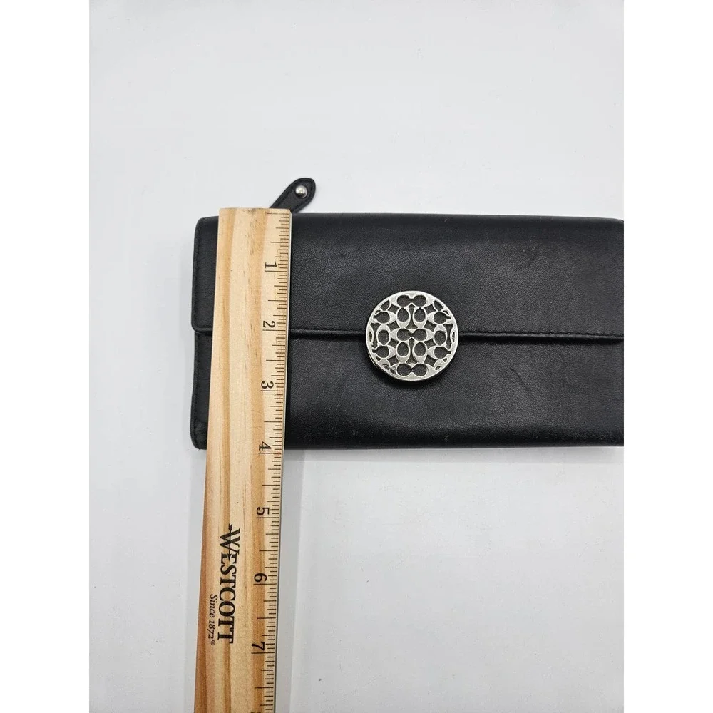 Coach Alexandra Slim Envelope‎ Wallet Black Women's Silver Clasp